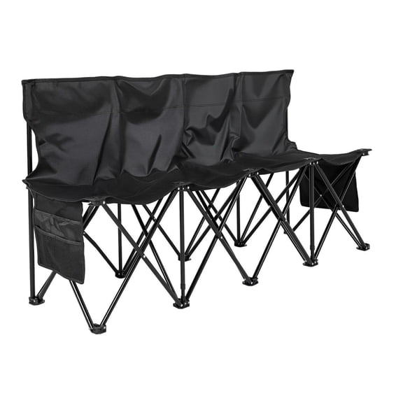 4-Seat Folding Bench, Portable Soccer Bench with Pockets & Carry Bag