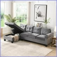 thumbnail image 1 of 4-Seat Modern L-Shaped Sectional Sofa with Left Storage Chaise & 2 Cup Holders for Living Room | Gray | Velvet Fabric | Cushion Back, 1 of 19