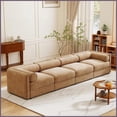 thumbnail image 1 of 4-Seat Modular Sectional Sofa with Storage | Chenille | Round Arms | Cushion Back – Living Room Versatile Comfort{CVariable.Color - Camel}, 1 of 21