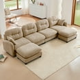 thumbnail image 1 of 4 Seat Modular Sectional U Shaped Couch With Ottoman,Deep Seat Sofa with Pillow,Cloud Couch with Premium Chenille Fabric,Tufted Cushion Backrest Design,Easy Install,for Bedrooms,Living Rooms,Camel, 1 of 7
