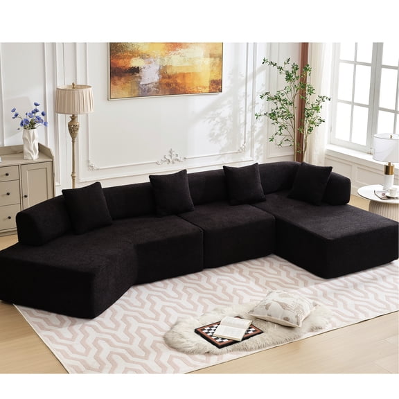 4-Seat Modular Sofa, Spring Coil Support / Comfortable Rest in Living Space