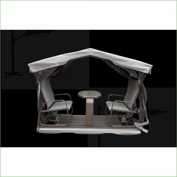 4-Seat Patio Glider Bench with Canopy, Retro Aluminum Frame, for Outdoor Garden Lawn | Aluminum | Multicolor