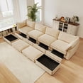 thumbnail image 1 of U Shape 4-Seater Deep Seat Sofa with Ottomans in Chenille Wheat, Modern for Living Room, 1 of 19