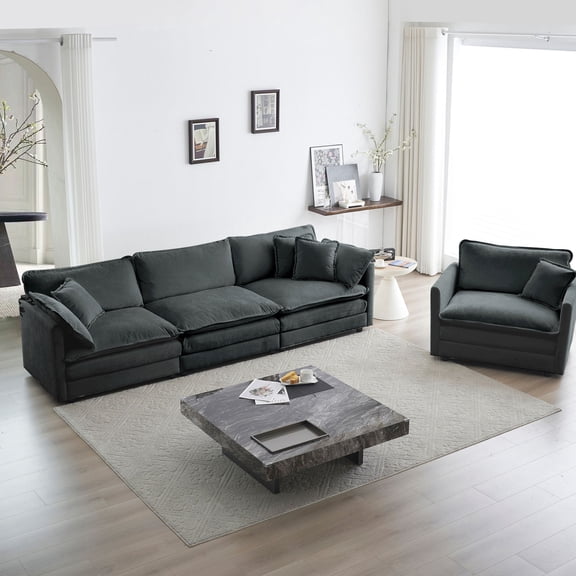 4-Seat Upholstered Sofa Set | Flexible Combination for Various Seating | Home Office & Apartment