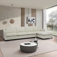 thumbnail image 1 of Modern Beige 4-Seater Fabric Cloud Sofa with Ottoman & Armrest Pockets, for Living Room, 1 of 25