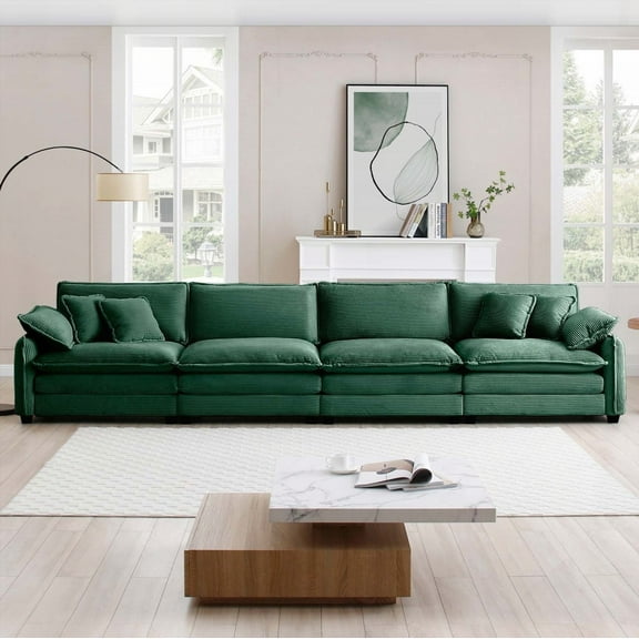 4-Seater Corduroy Sofa: Retro Style & Comfort Combined, Soft Fabric & Easy Assembly