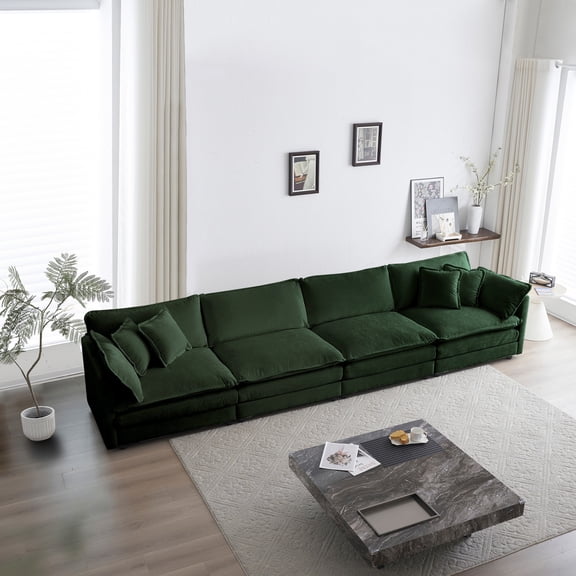 4-Seater Free Combination Modular Sofa Free, Sofa Comfy Chenille Fabric,Sectional Sofa Couch (Green)