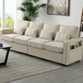 thumbnail image 1 of 4-Seater Linen Upholstered Sofa / Large Seat Depth and Multiple Color Options, 1 of 5