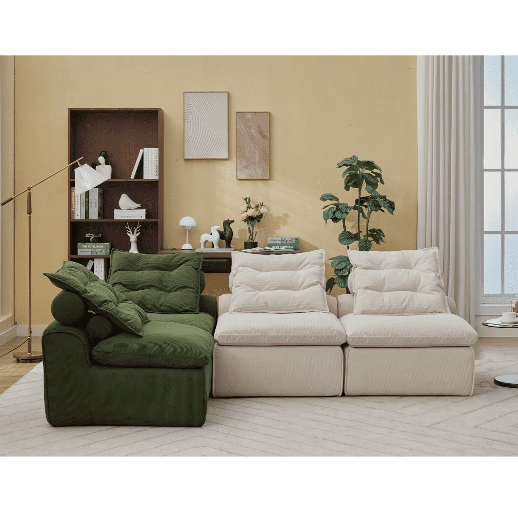 4 Seater Modular Sectional Sofa, Thick Corduroy Fabric with Neck ...