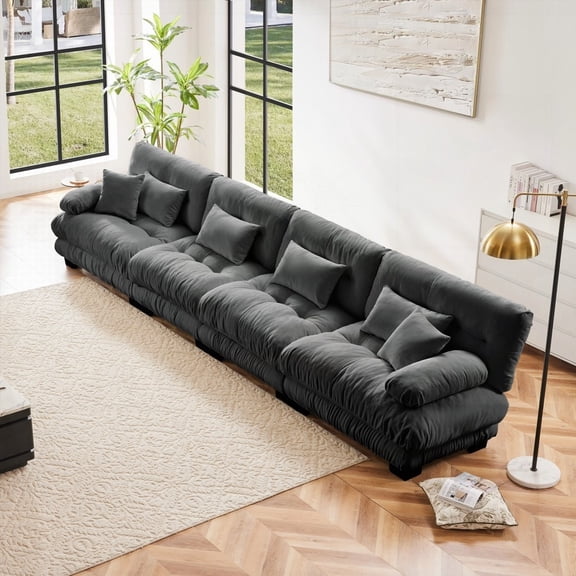 Modern Minimalist Chenille 4-Seater Sectional Sofa 220×80×75cm