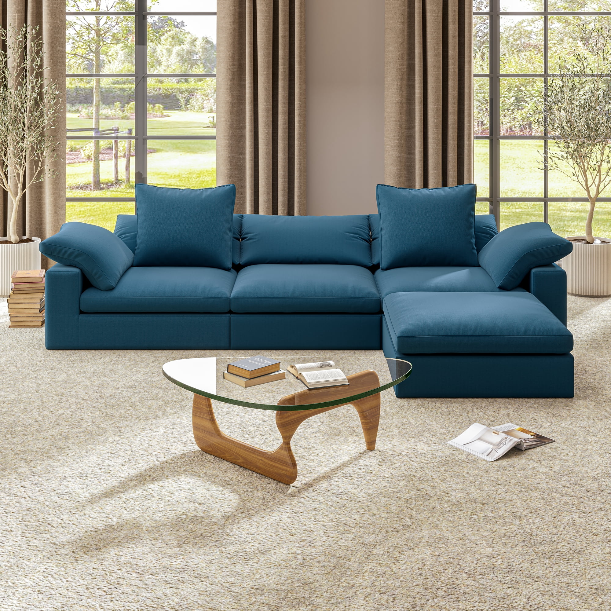 Latitude Run® Modular Sectional Sofa Cloud Couch For Living Room, Down  Filled Comfy Cloud Puff Modern