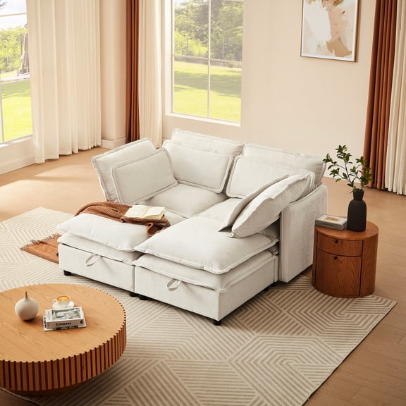 4-Seater Sofa with Removable Cushion Covers and Storage / Easy to Clean