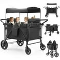 thumbnail image 1 of 4 Seater Stroller Wagon for 4 Kids - Wanan Kids Wagon Stroller with Double Push Bar, 5-Point Harnesses, Adjustable Canopy, Foldable All Terrain Toddlers Wagon for Beach, Camping, Shopping, 1 of 7