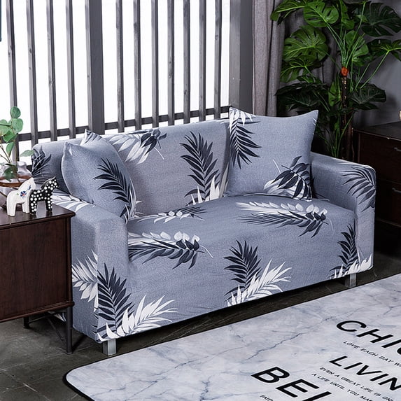 4 Seaters Printed XL Sofa Covers Stretch Elastic Couch Slipcover Protector Removable Washable for Dining Room, Leaves
