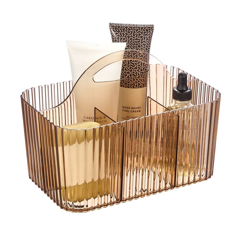 4-Section Fluted Storage Caddy with Handle - Multipurpose Storage Caddy Organizer for Kitchens, Bathrooms, and Nurseries