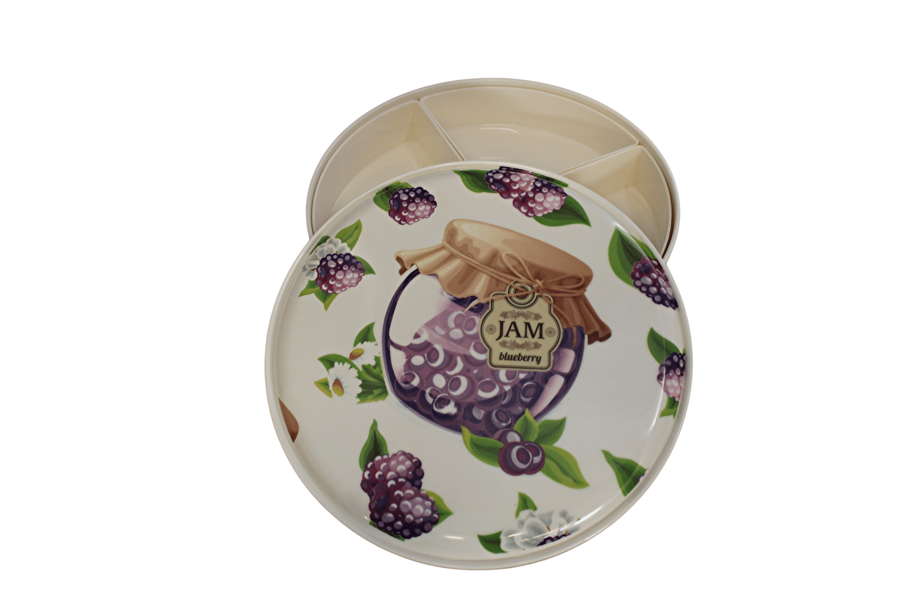 4 Section Melamine Chip and Dip Serving Platter Snack Tray with Cover