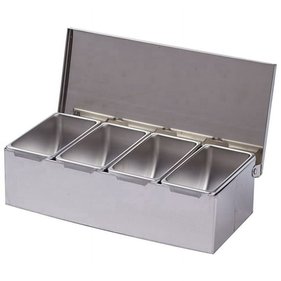 4 Section Seasoning Box Stainless Steel Ingredients Box Cheese Sauce Salt Sugar Box Spice Jar Baking Tool