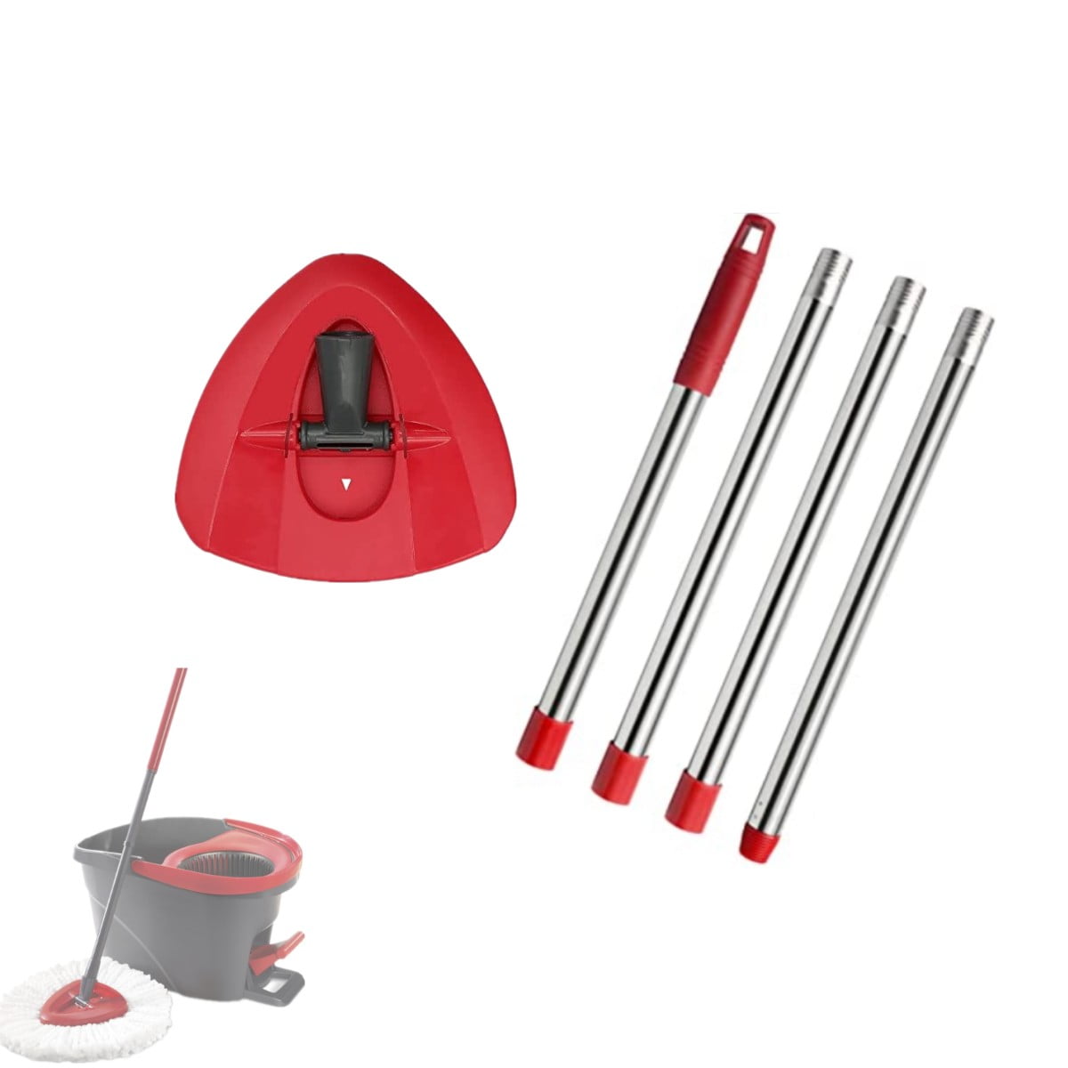 4Section Spin Mop Replacement Handle 2.55 Foot Mop Handle