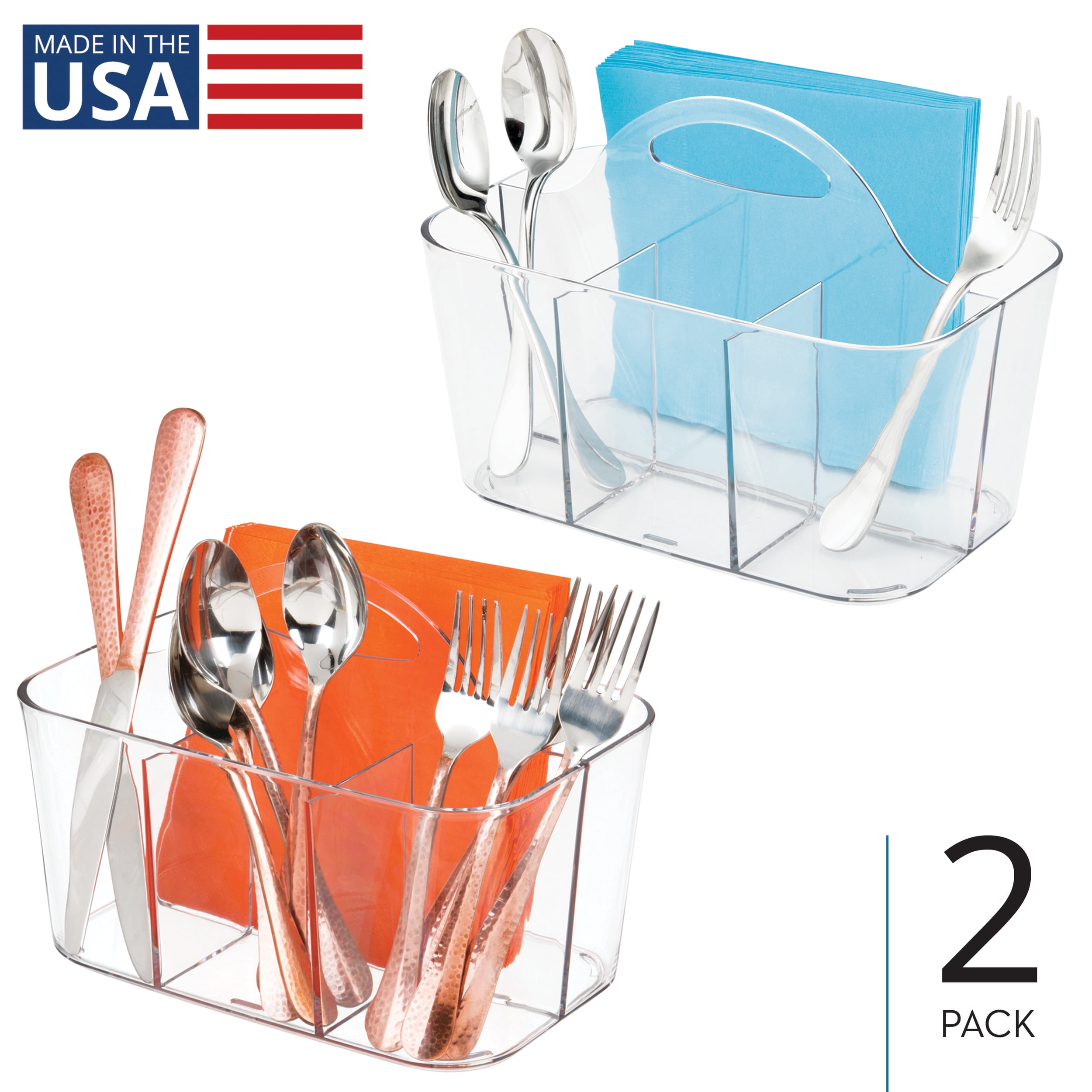iDesign 4-Section Storage Caddy with Handle - Multipurpose Caddy Organizer for Kitchens, Bathrooms, and Nurseries - Made in USA