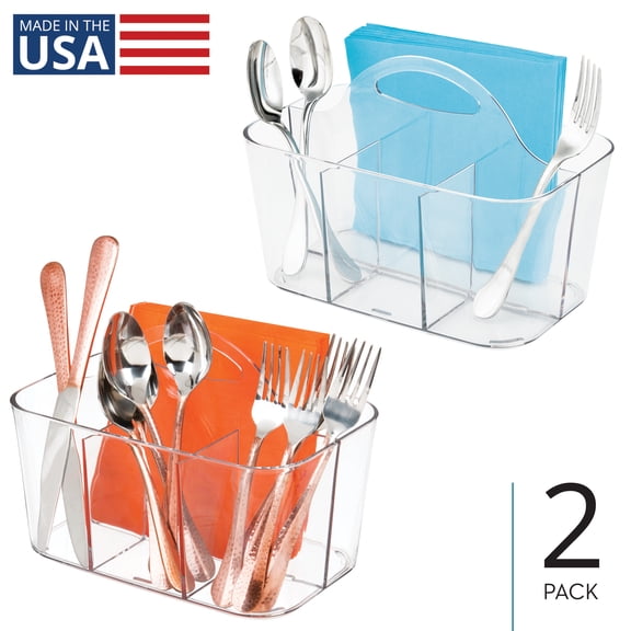 iDesign 4-Section Storage Caddy with Handle - Multipurpose Caddy Organizer for Kitchens, Bathrooms, and Nurseries - Made in USA
