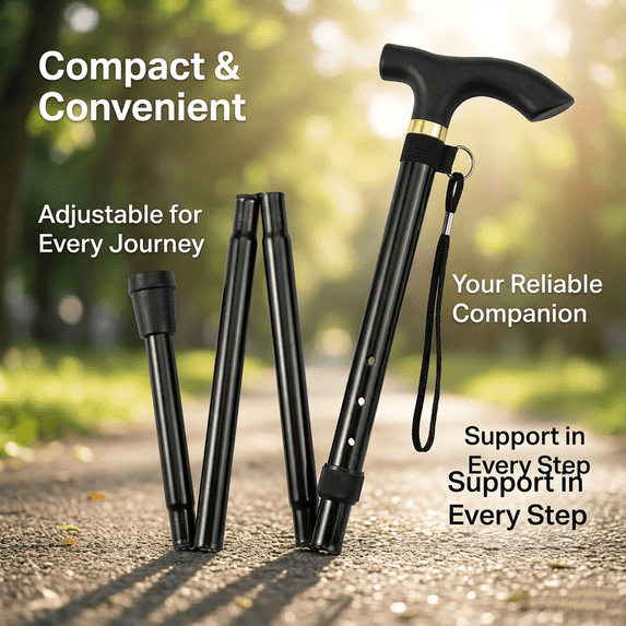 4 Section Ultralight Adjustable Folding Trekking Poles With Quick Lock System Walking Stick For Men Elderly Seniors Hiking Camping