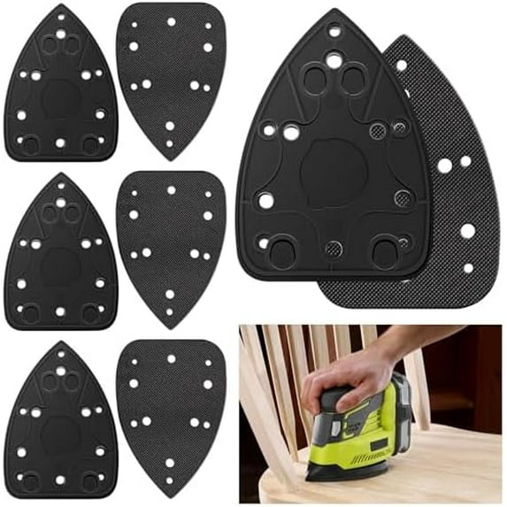 4 Set 039065005001 Mouse Sander Replacement Pads for Ryobi Ridgid Homelite CFS1503K CFS1503 CFS1502 CFS1503G Corner Cat Sander, Includes Mouse Sander Replacement Pads (4) & Backing Platen (4)