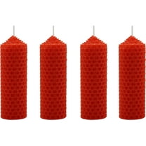 4 Set 1.25"x4" 100% Pure Natural Handmade Beeswax Honeycomb Hand Rolled Unscented Tapers Candles Red