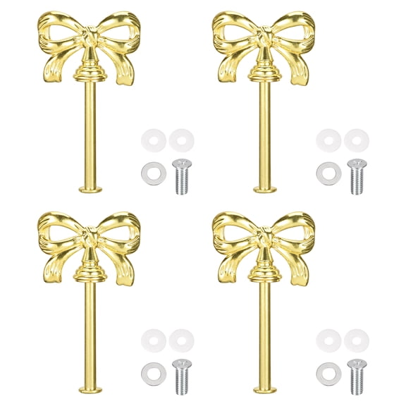 4 Set 1-Tier Cupcake Stand Hardware Handles, Zinc Alloy Cake Plate Stand Handle Fittings with Screws for DIY Making Fruit Plate Cake Stand, Bow-Knot Gold