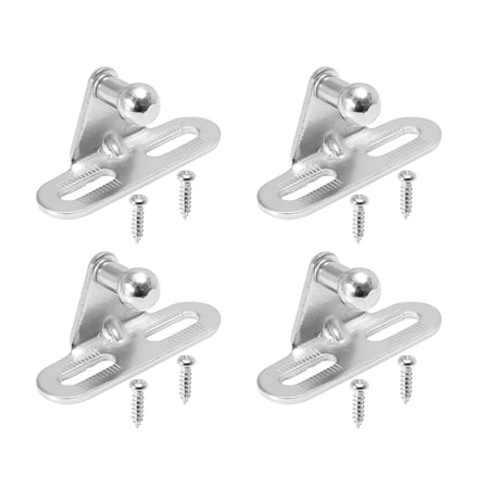 4 Set 10mm Car Ball Studs Mounting Brackets for Gas Struts Shocks with Screws Silver Tone Metal 51x19x24mm