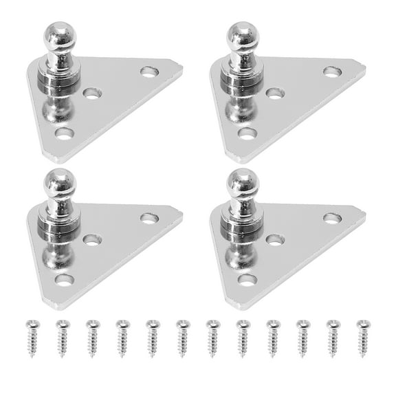 4 Set 10mm Car Ball Studs Mounting Brackets for Gas Struts Shocks with Screws Silver Tone