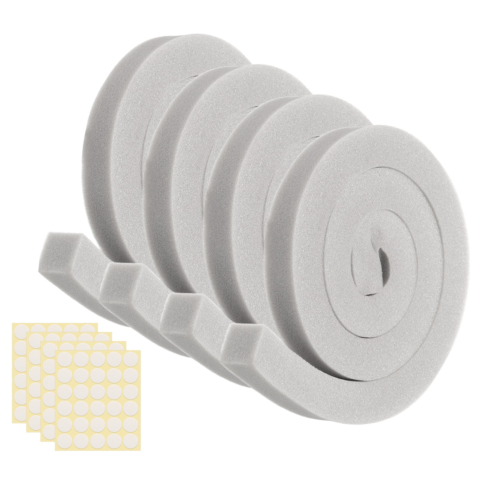 4 Set 3.28ft Foam Seal Strip, 1 Inch Width x 1 Inch Thick Weather Stripping Foam Insulation Tape, EVE Air Conditioner Open Cell Foam Seal Tape for Doors, Windows, Grey