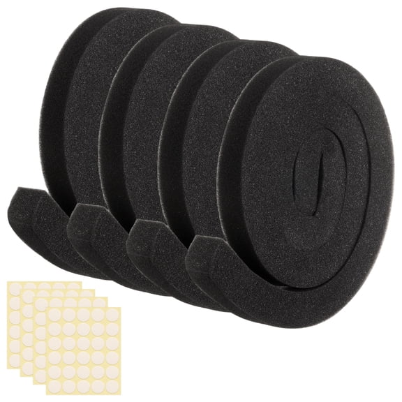 4 Set 3.28ft Foam Seal Strip, 1 Inch Width x 1 Inch Thick Weather Stripping Foam Insulation Tape, EVE Air Conditioner Open Cell Foam Seal Tape for Doors, Windows, Black