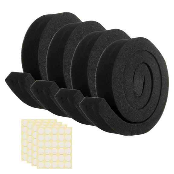 4 Set 3.28ft Foam Seal Strip, 1 Inch Width x 2 Inch Thick Weather Stripping Foam Insulation Tape, EVE Air Conditioner Open Cell Foam Seal Tape for Doors, Windows, Black