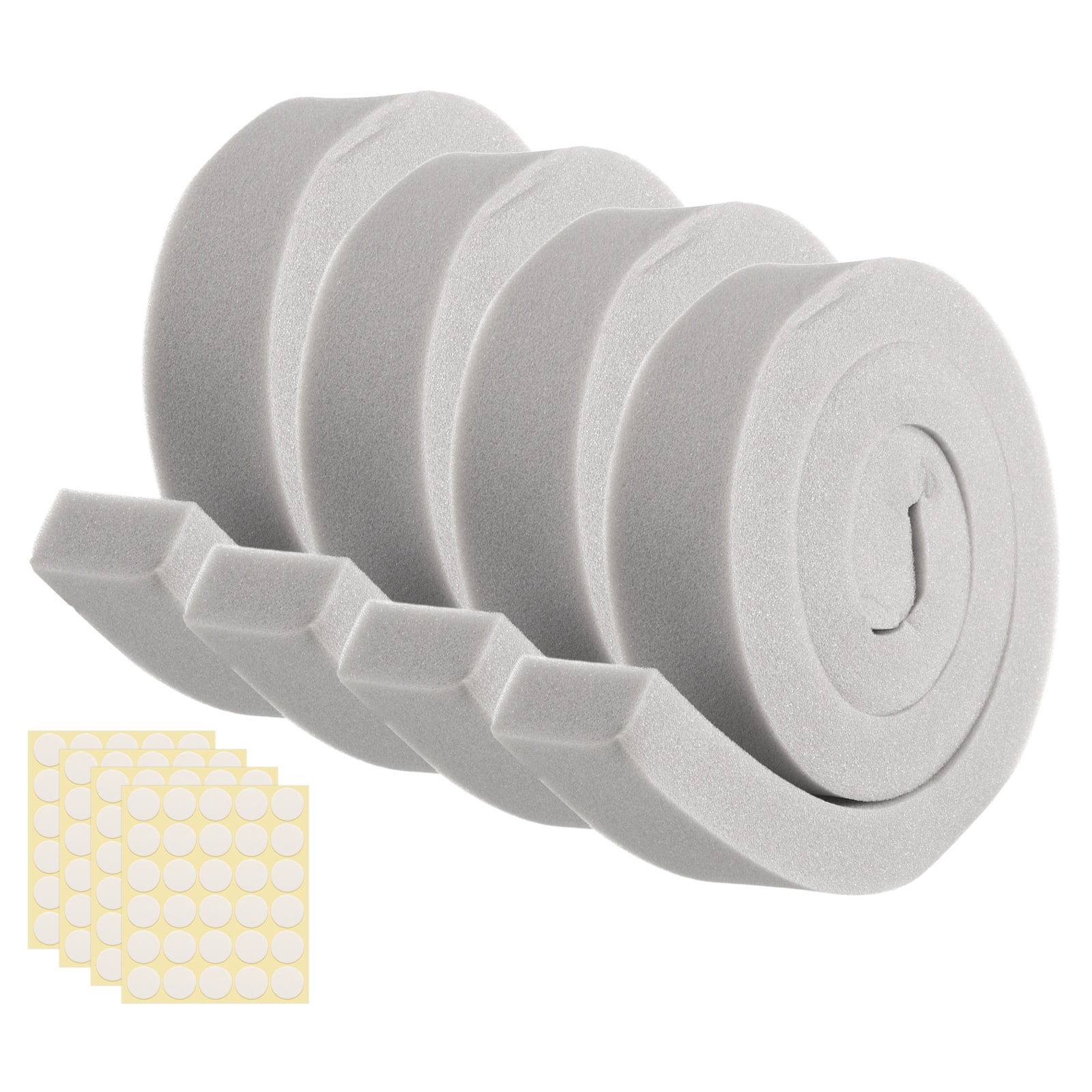 4 Set 3.28ft Foam Seal Strip, 1 Inch Width x 2 Inch Thick Weather Stripping Foam Insulation Tape, EVE Air Conditioner Open Cell Foam Seal Tape for Doors, Windows, Grey