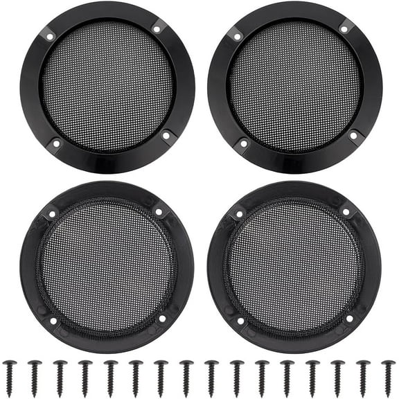 4 Set 3.9 Inch Speaker Grill Covers Car Speaker Subwoofer Guard Protector Ceiling Speaker Grille Covers Round Commercial Ceiling Speaker Grill for DIY Speaker Accessory Part Cars Speaker Black