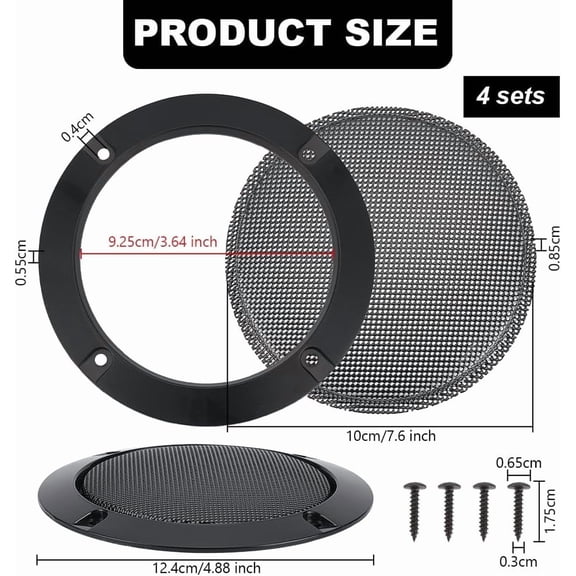 4 Set 3.9 Inch Speaker Grill Covers Car Speaker Subwoofer Guard Protector Ceiling Speaker Grille Covers Round Commercial Ceiling Speaker Grill for DIY Speaker Accessory Part Cars Speaker