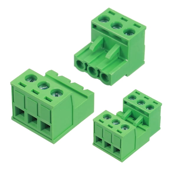 4 Set 3 Pin 5mm 0.2 Inch Pitch PCB Mount Screw Terminal Male Female, Green