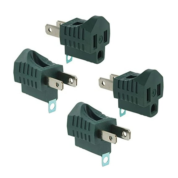 4 Set 3 Prong to 2 Prong Outlet Electrical Ground AC Adapter Grounding Converter