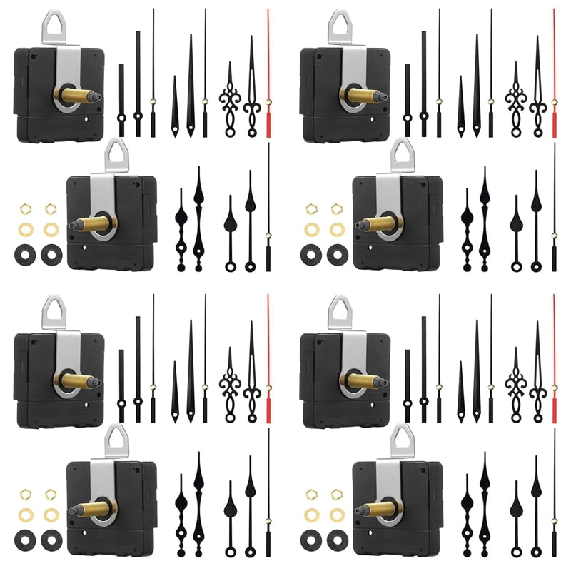4 Set 32mm Long Shaft DIY Quartz Clock Movement Mechanism with 5 Different Pairs Hands Wall Clock Repair Parts