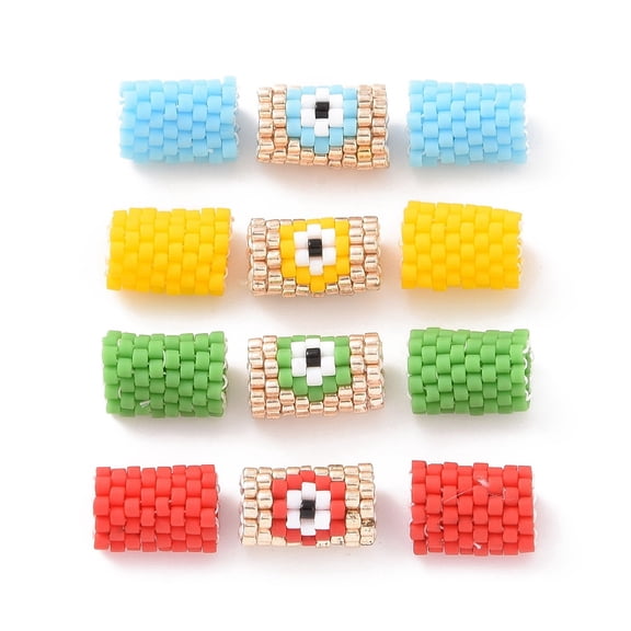 4 Set 3Pcs 3 Style Japanese Seed Beads Loom Pattern Seed Bead Column with Mixed Color 11x9x1.5mm Hole: 4mm 1Pc/styleDIY Mixed Color