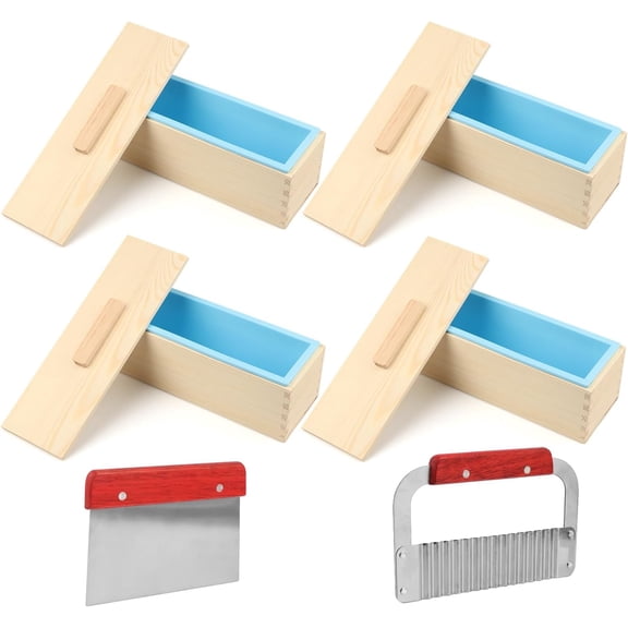 4 Set 42 oz Soap Molds for Soap Making & Two Cutter, 42 oz Loaf Molds for Pour or Cold Process