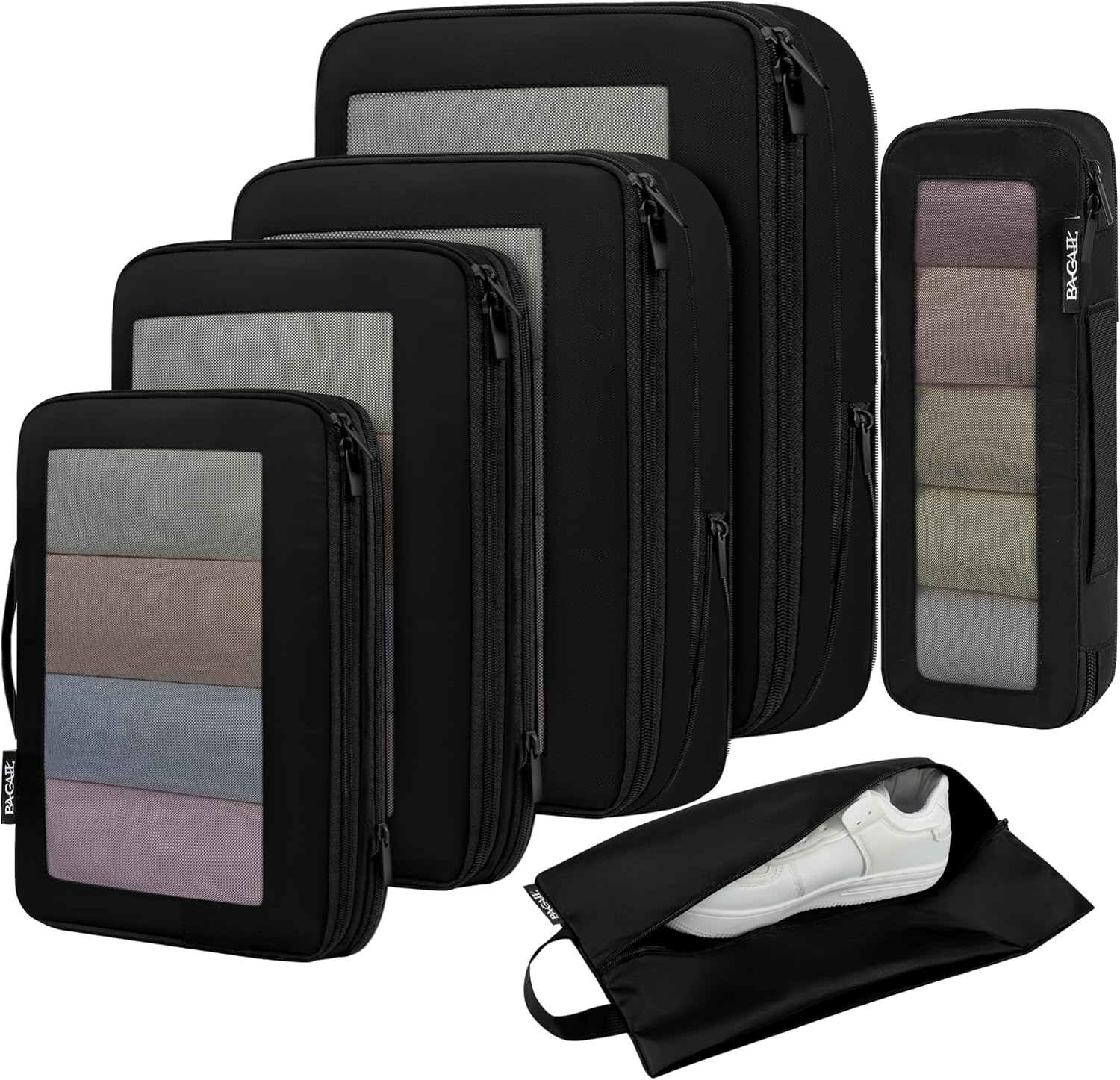 4 Set/6 Set/8 Set Compression Packing Cubes Travel Accessories Expandable Packing Organizers (Square Mesh, 05-Beige)