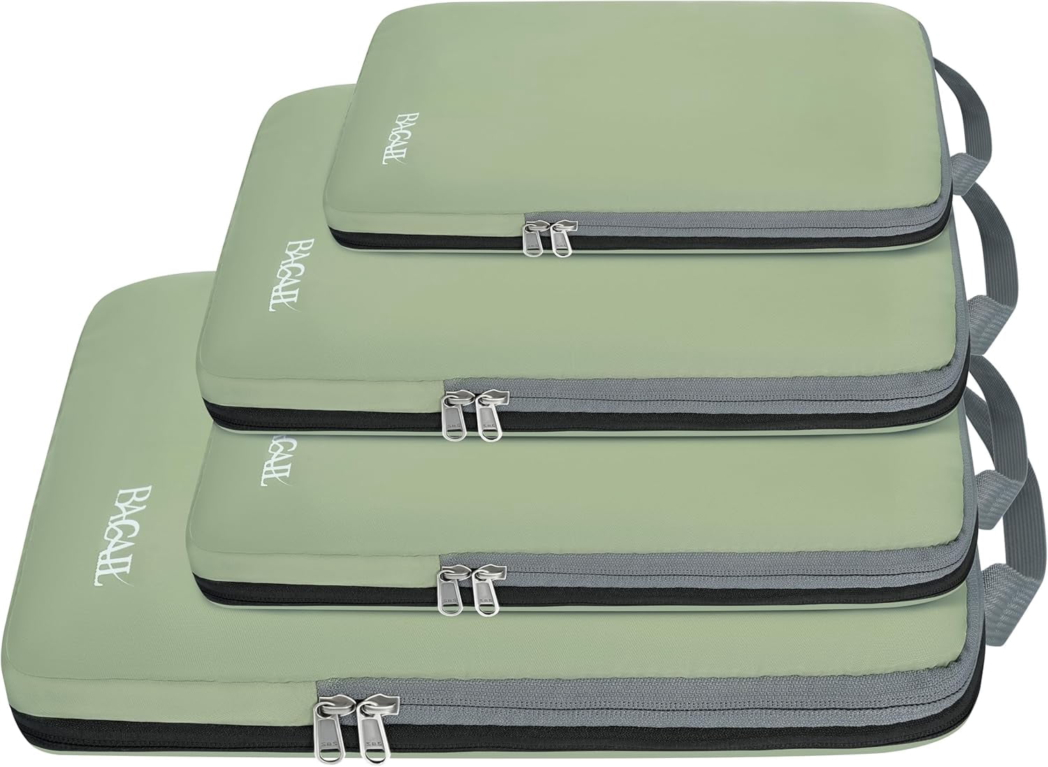4 Set/6 Set/8 Set Compression Packing Cubes Travel Accessories Expandable Packing Organizers (Square Mesh, 05-Beige)