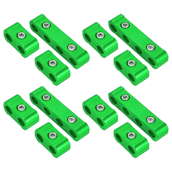 4 Set 8mm Car Auto Engine Spark Plug Wire Separator Looms Divider Organizer Clamp Aluminum Alloy Green