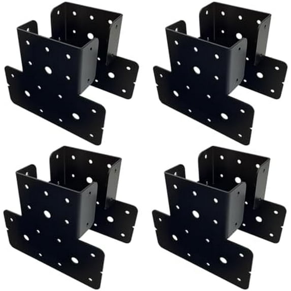 4 Set(8pcs) 4x4 T Post to Beam Connector Roof Tie Steel Brackets ...