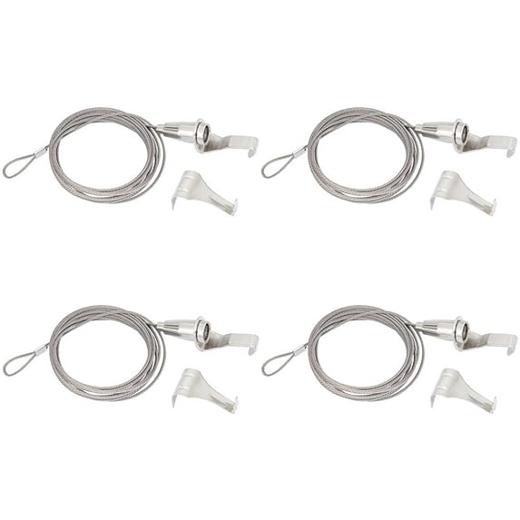 4 Set Adjustable Picture Rail Hanging System Stainless Steel Wall Hooks Adjustable Picture Hanging Wire Kit Art Picture Display Kit for Wall Picture Stainless Steel Color