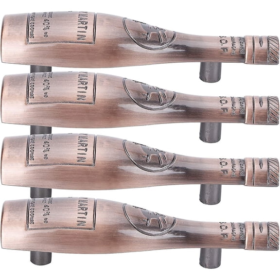 4 Set Antique Wine Bottle Shaped Handle, Zinc Alloy Cabinet Knob Cupboard Door Handl