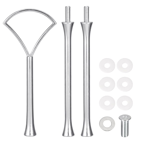 4 Set Cake Tray Stand Handle Plate Hardware Fitting, 3-Tiers Fan Silver