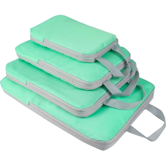 4 Set Compression Packing Cubes, Travel Luggage Organizers and Storage Packing Cubes (Green)