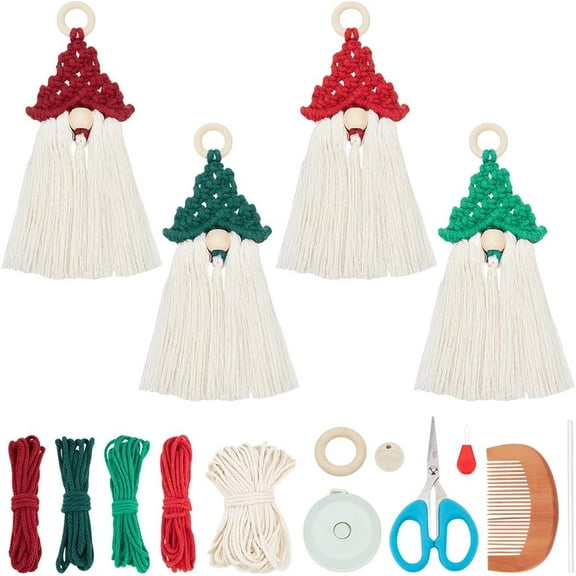 4 Set DIY Macrame Christmas Gnomes Santa Claus Kit DIY Macrame Santa Claus Christmas Tree Decor Christmas Tree Hanging Gnomes Santa Elf Instructions Included Holiday Decor
